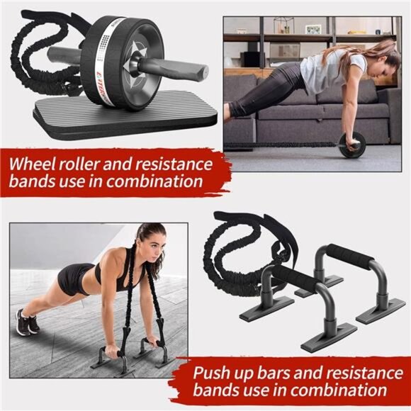 Ab Rollers Wheel Kit, Exercise Wheel Core Strength Training Abdominal Roller Set - Picture 5 of 7